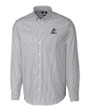 Miami Marlins Cutter & Buck Stretch Oxford Stripe Mens Long Sleeve Dress Shirt Charcoal Mannequin Thumbnail Image