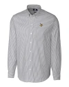 Minnesota Vikings Cutter & Buck Stretch Oxford Stripe Mens Long Sleeve Dress Shirt Charcoal Mannequin Thumbnail Image