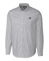 Carolina Panthers Cutter & Buck Stretch Oxford Stripe Mens Long Sleeve Dress Shirt Charcoal Mannequin Thumbnail Image