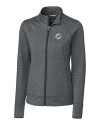 Miami Dolphins Cutter & Buck Shoreline Heathered Womens Full Zip Jacket Charcoal Heather Mannequin Thumbnail Image