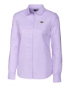 View image 4: Baltimore Ravens Cutter & Buck Easy Care Stretch Oxford Womens Long Sleeve Button Down Shirt Opal Mannequin