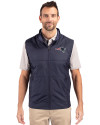 New England Patriots Cutter & Buck Stealth Hybrid Quilted Mens Windbreaker Vest Liberty Navy Front Thumbnail Image