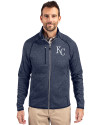 Kansas City Royals Cutter & Buck Mainsail Sweater-Knit Mens Full Zip Jacket Liberty Navy Heather Front Thumbnail Image
