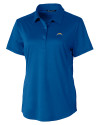 Los Angeles Chargers Cutter & Buck Prospect Eco Textured Stretch Recycled Womens Short Sleeve Polo Tour Blue Mannequin Thumbnail Image