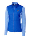 Boise State Broncos Cutter & Buck Stealth Hybrid Quilted Womens Full Zip Windbreaker Jacket Chelan Blue Mannequin Thumbnail Image