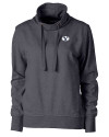 Brigham Young Cougars Cutter & Buck Saturday Cotton Blend Womens Funnel Neck Sweatshirt Charcoal Heather Mannequin Thumbnail Image