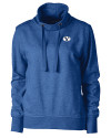 Brigham Young Cougars Cutter & Buck Saturday Cotton Blend Womens Funnel Neck Sweatshirt Tour Blue Heather Mannequin Thumbnail Image