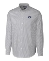 Brigham Young Cougars Cutter & Buck Stretch Oxford Stripe Mens Big and Tall Long Sleeve Dress Shirt Charcoal Mannequin Thumbnail Image