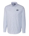 Brigham Young Cougars Cutter & Buck Stretch Oxford Stripe Mens Big and Tall Long Sleeve Dress Shirt French Blue Mannequin Thumbnail Image