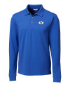 Brigham Young Cougars Cutter & Buck Advantage Eco Tri-Blend Pique Mens Long Sleeve Polo Chelan Blue Mannequin Thumbnail Image