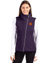Clemson Tigers Cutter & Buck Mainsail Sweater Knit Womens Asymmetrical Vest College Purple Heather Front Thumbnail Image