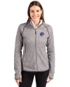 View image 4: Boise State Broncos Cutter & Buck Mainsail Sweater-Knit Womens Full Zip Hooded Jacket Polished Heather Front