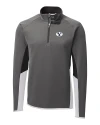 View image 2: Brigham Young Cougars Cutter & Buck Traverse Colorblock Stretch Quarter Zip Mens Pullover Elemental Grey Mannequin