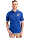 Brigham Young Cougars Cutter & Buck Advantage Tri-Blend Space Dye Mens Big and Tall Polo Dark Tour Blue Front Thumbnail Image