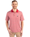 Cincinnati Bearcats Cutter & Buck Forge Tonal Stripe Stretch Mens Big and Tall Polo Cardinal Red Front Thumbnail Image