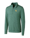 Baylor Bears Cutter & Buck Shoreline Heathered Quarter Zip Mens Pullover Hunter Heather Mannequin Thumbnail Image