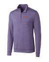 Clemson Tigers Cutter & Buck Shoreline Heathered Quarter Zip Mens Pullover College Purple Heather Mannequin Thumbnail Image