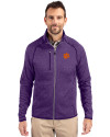 Clemson Tigers Cutter & Buck Mainsail Sweater-Knit Mens Full Zip Jacket College Purple Heather Front Thumbnail Image