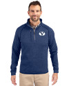 Brigham Young Cougars Cutter & Buck Mainsail Sweater-Knit Mens Half Zip Pullover Jacket Tour Blue Heather Front Thumbnail Image
