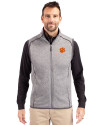 Clemson Tigers Cutter & Buck Mainsail Sweater-Knit Mens Full Zip Vest Polished Heather Front Thumbnail Image