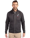 Cincinnati Bearcats Cutter & Buck Mainsail Sweater-Knit Mens Big and Tall Full Zip Jacket Charcoal Heather Front Thumbnail Image