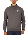 Cincinnati Bearcats Cutter & Buck Saturday Cotton Blend Mens Mock Pullover Sweatshirt Charcoal Heather Front Thumbnail Image