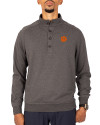 Clemson Tigers Cutter & Buck Saturday Cotton Blend Mens Mock Pullover Sweatshirt Charcoal Heather Front Thumbnail Image