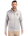 Virginia Cavaliers Cutter & Buck Stealth Hybrid Quilted Mens Full Zip Windbreaker Jacket Polished Medium Gray Front Thumbnail Image