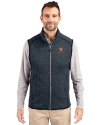 Virginia Cavaliers Cutter & Buck Mainsail Sweater-Knit Mens Full Zip Vest Liberty Navy Heather Front Thumbnail Image