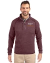 View image 1: Virginia Tech Hokies Cutter & Buck Mainsail Sweater-Knit Mens Half Zip Jacket Bordeaux Heather Front