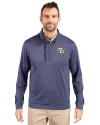 Marquette Golden Eagles Cutter & Buck Stealth Heathered Quarter Zip Mens Pullover Liberty Navy Front Thumbnail Image