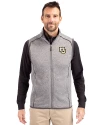 Marquette Golden Eagles Cutter & Buck Mainsail Sweater-Knit Mens Full Zip Vest Polished Heather Front Thumbnail Image