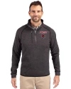 Louisville Cardinals Cutter & Buck Mainsail Sweater-Knit Mens Big and Tall Half Zip Pullover Jacket Charcoal Heather Front Thumbnail Image