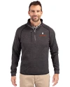 Illinois Fighting Illini Cutter & Buck Mainsail Sweater-Knit Mens Big and Tall Half Zip Pullover Jacket Charcoal Heather Front Thumbnail Image