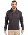 Kansas State Wildcats Cutter & Buck Mainsail Sweater-Knit Mens Big and Tall Half Zip Pullover Jacket Charcoal Heather Front Thumbnail Image