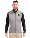 Michigan State Spartans Cutter & Buck Mainsail Sweater-Knit Mens Big and Tall Full Zip Vest Polished Heather Front Thumbnail Image