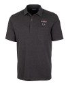 Louisville Cardinals Cutter & Buck Advantage Tri-Blend Jersey Mens Big and Tall Pocket Polo Black Heather Mannequin Thumbnail Image