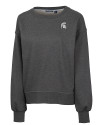 Michigan State Spartans Cutter & Buck Saturday Cotton Blend Womens Crew Neck Sweatshirt Charcoal Heather Mannequin Thumbnail Image