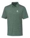 Michigan State Spartans Cutter & Buck Forge Pencil Stripe Stretch Mens Polo Hunter Green Mannequin Thumbnail Image