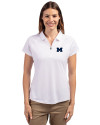 Michigan Wolverines Cutter & Buck Forge Stretch Womens Short Sleeve Polo White Front Thumbnail Image