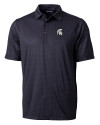 Michigan State Spartans Cutter & Buck Pike Double Dot Print Stretch Mens Big and Tall Polo Black Mannequin Thumbnail Image