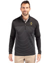 Idaho Vandals Cutter & Buck Traverse Stretch Eco Stripe Quarter Zip Mens Big and Tall Pullover Black Front Thumbnail Image