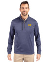 Michigan Wolverines Cutter & Buck Stealth Heathered Mens Big and Tall  Quarter Zip Pullover Liberty Navy Front Thumbnail Image
