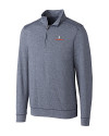 View image 5: Illinois Fighting Illini Cutter & Buck Shoreline Heathered Quarter Zip Mens Big and Tall Pullover Liberty Navy Heather Mannequin