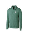 View image 3: Michigan State Spartans Cutter & Buck Shoreline Heathered Quarter Zip Mens Big and Tall Pullover Hunter Heather Mannequin