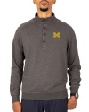 Michigan Wolverines Cutter & Buck Saturday Cotton Blend Mens Big and Tall  Mock Pullover Sweatshirt Charcoal Heather Front Thumbnail Image