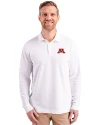 Minnesota Golden Gophers Cutter & Buck Advantage Eco Tri-Blend Pique Mens Big and Tall Long Sleeve Polo White Front Thumbnail Image