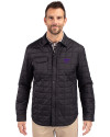 Kansas State Wildcats Cutter & Buck Rainier PrimaLoft® Mens Eco Insulated Quilted Shirt Jacket Black Front Thumbnail Image