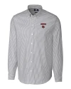 Louisville Cardinals Cutter & Buck Stretch Oxford Stripe Mens Big and Tall Long Sleeve Dress Shirt Charcoal Mannequin Thumbnail Image