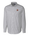 Maryland Terrapins Cutter & Buck Stretch Oxford Stripe Mens Big and Tall Long Sleeve Dress Shirt Charcoal Mannequin Thumbnail Image